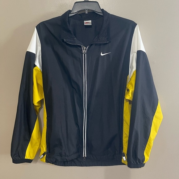 Nike Other - Vintage 90’s Nike Men’s Large Packable Black, White, & Yellow Windbreaker